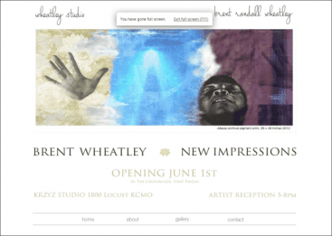 Brent Wheatley art exhibition poster with abstract face and hand imagery.