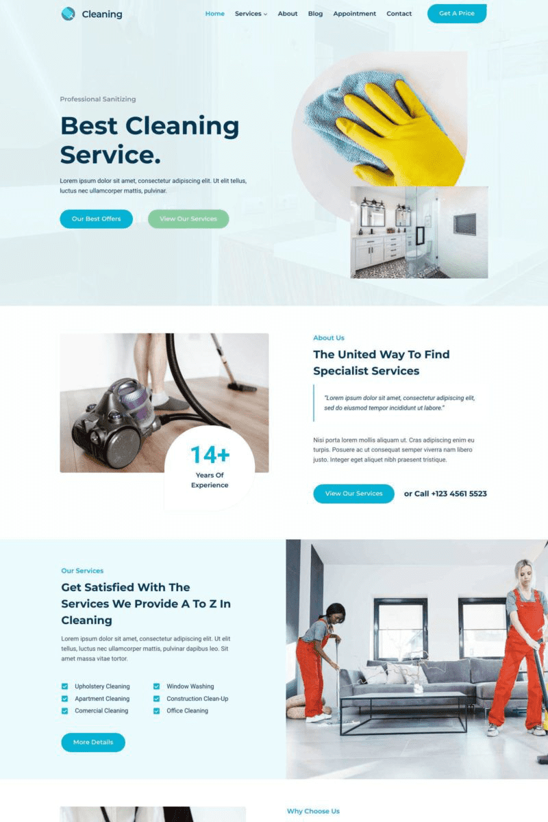 cleaning services web design
