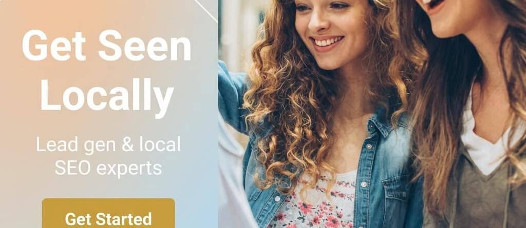 Two women smiling and looking at a tablet, promoting local SEO for clothing boutiques.