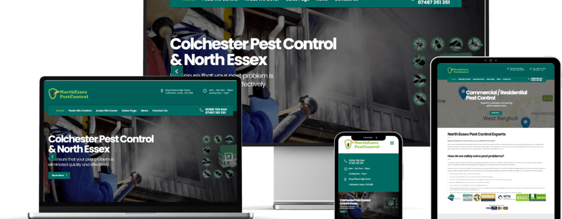 Modern pest control website for North Essex Pest Control in Kansas City.