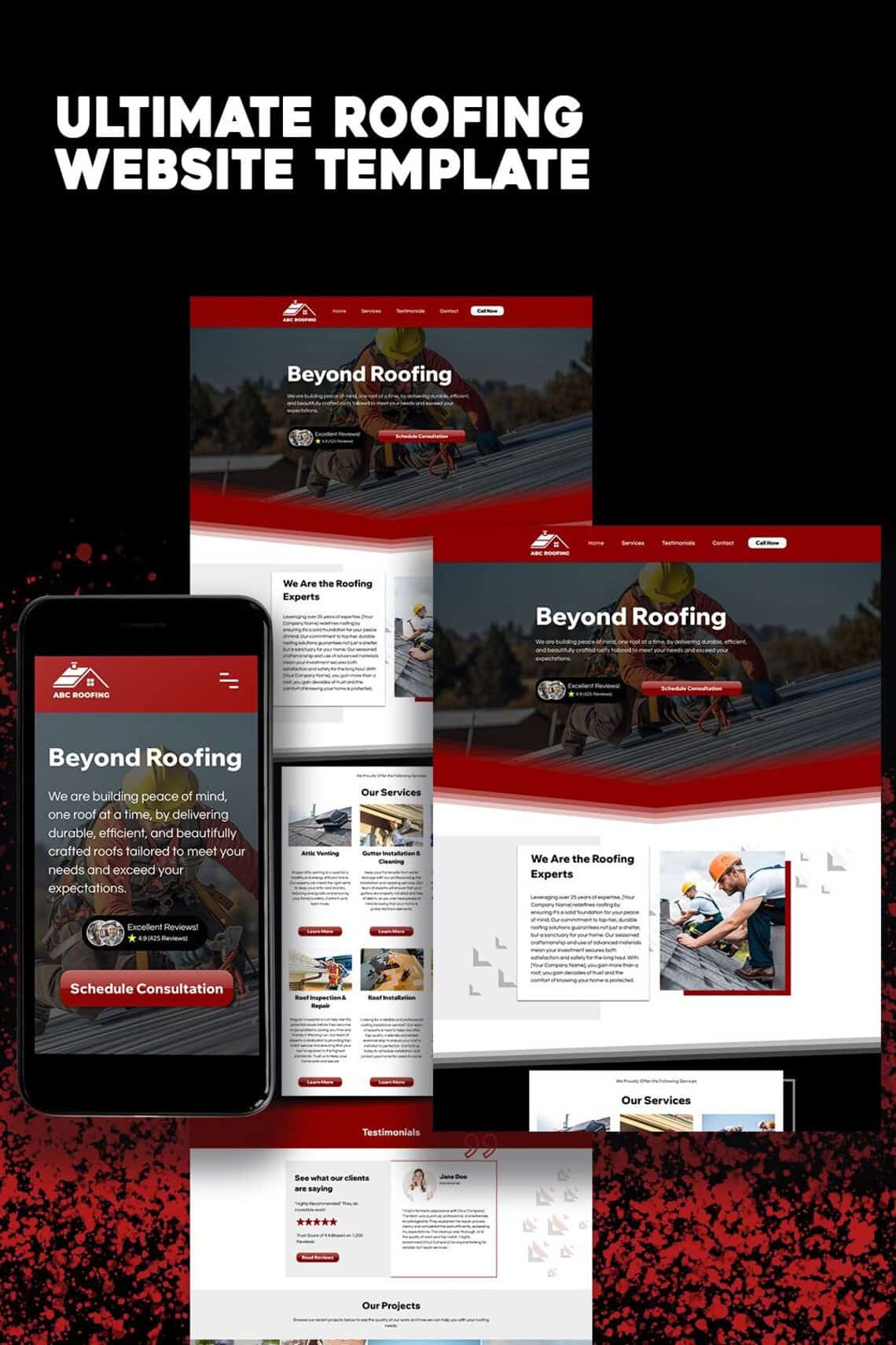 Modern roofing website design showcasing roofing services in Kansas City.