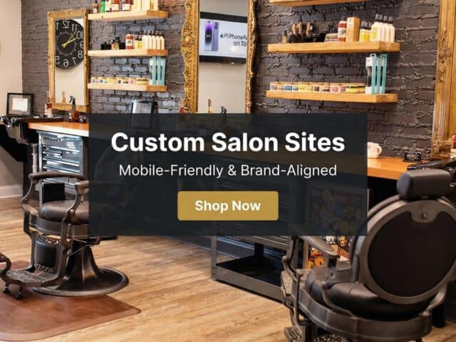 Modern hair salon interior with styling chairs, shelves, and mirrors in Kansas City.