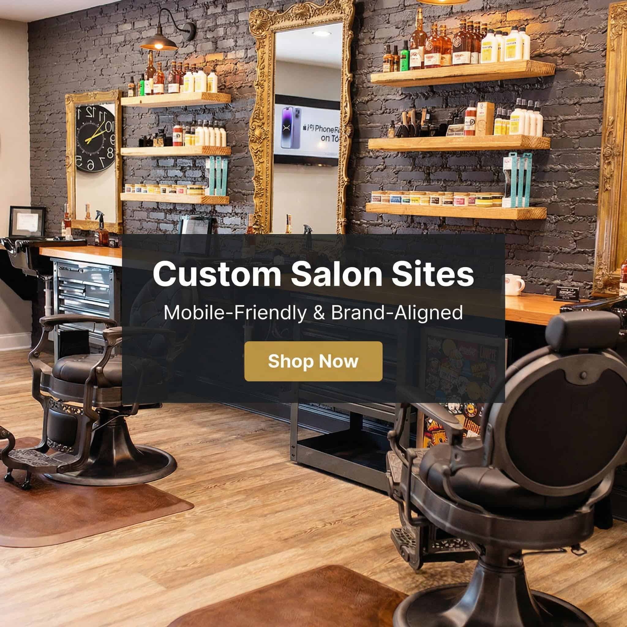 Modern hair salon interior with styling chairs, shelves, and mirrors in Kansas City.