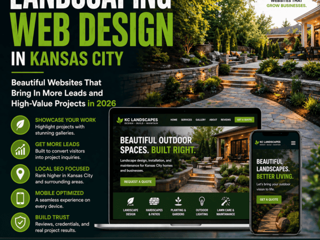 Landscaping web design in Kansas City for 2026, focusing on outdoor spaces and garden projects.